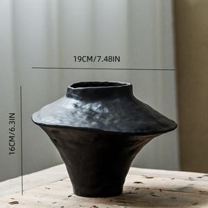 TEMU 1개 빈티지 세라믹 화병 - 매트 블랙 플로럴 어레인지먼트 용기, 거실·식탁·욕실·선반용 우아한 홈 데코 센터피스, 신선 꽃 또는 인공 꽃 호환 가능, 전기 불필요, 집들이 선물 추천, 세련된 스타일의 정교한 디자인