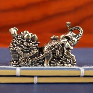 TEMU 수집용 피규어, 황동 코끼리 장식, 보물 그릇을 끄는 수레를 끄는 코끼리 가정 공예품, 순동 거실 사무실 개업 선물 장식, 회사 풍수 장식품, 재물을 모으는 마스코트 장식품, 행운의 장식품, 부를 끌어들이는 이상적인 선택