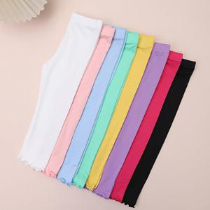 TEMU 여아용 화려한 캔디 컬러 크롭 러플 레깅스 8개, 얇은 스타일, 데일리 베이스 레이어용