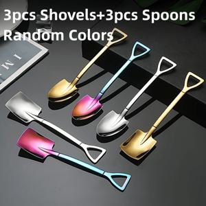 TEMU 6개 스테인리스 스틸 미니 삽 스푼 세트, 독특한 디저트 & 커피 서빙 도구, 주방 & 식당용 과일 & 가젯, 전원 불필요