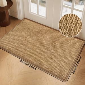 TEMU 1개 황마 스타일 파인애플 질감 원단, 브라운 톤 현관 매트 실내외 입구 러그, 실용적인 현관 침실 가벼운 럭셔리 홈 데코 카펫 간편한 관리 복도 현관 매트