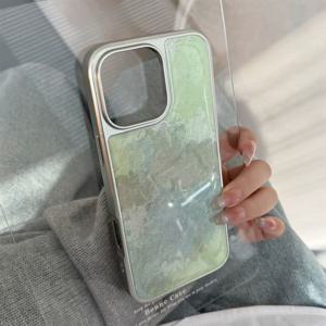 TEMU 폰 케이스: 신선한 그린 유화 에폭시 수지 케이스, 만화 폰 케이스, 아이폰 16/16 Pro/16 Pro Max/ Pro/15 Pro Max/14/14 Pro/14 Pro Max/13/13 Pro/13 Pro Max/12/12 Pro/12/11 호환. 특히 여학생과 가족을 위한 휴일 선물로 적합