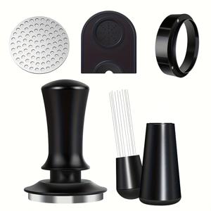 TEMU 51mm 이탈리안 커피 도구 세트 | 디스트리뷰터, 탬핑 툴, WDT 니들, 노크 박스 링 & 필터 스크린 - 통합 보관 기능이 있는 휴대용 머신 액세서리 키트