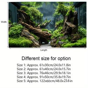 TEMU 자체 접착식 3D 수족관 배경 벽지 - 리얼리스틱 리프, 수생식물, 물고기 & 새우 장식 - 접착제 필요 없는 간편 설치, 수족관 장식용
