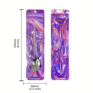 TEMU 반짝이는 홀로그래픽 재봉지 포장지 | 식품 안전, 보석, 선물, 간식용 폴리 지퍼백 100개입