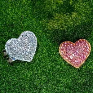 TEMU 2개입 반짝이는 하트 모양 자석 모자 클립 골프공 마커용 - 그린에 공을 위치시키기 쉬운 골프 추가 장비, 골프 애호가를 위한 완벽한 선물
