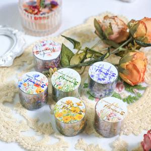 TEMU 6롤 플로럴 와시 테이프 세트 - 꽃, , 장미, 수국, 나비 디자인 스티커 & 마스킹 테이프 (스크랩북, 저널링, 플래너, 선물 포장용)