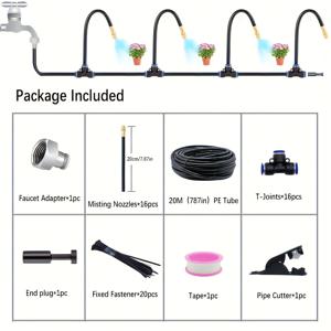 TEMU 20m 드립 관수 시스템 키트 | 조절 가능한 유연한 구리 스프링클러, 8mm 호스로 간편한 잔디 및 식물 물주기 - 야외/정원/온실용 완벽 솔루션