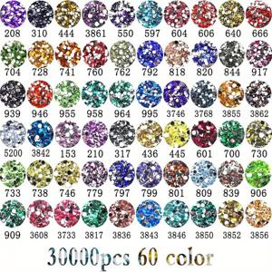 TEMU 60색상/30000개 5D 레진 라운드 라인스톤 DIY 페인팅 키트, 직경 2.8mm, 60색상 각각 500개. 실버 플랫백 라인스톤, 수제 창작 페인팅, 코스터, 키체인, 화환 및 기타 DIY 페인팅 프로젝트에 적합