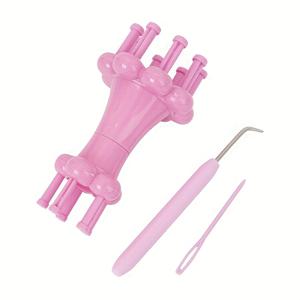 TEMU 1개 더블 헤드 실 감기 플러스 이지 크로셰 훅 세트 - 듀얼 훅 & 스풀 시스템 포함, 핑크색 DIY 뜨개질 도구 (방수/전원 불필요) - 초보자용 블랭킷, 모자, 아미규루미 만들기 공예 키트