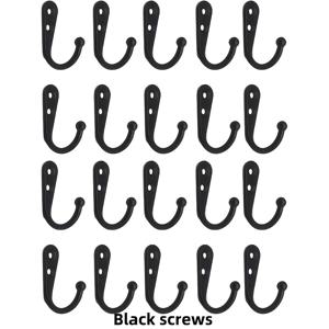 TEMU 20개 헤비듀티 아연 합금 금속 후크 - 벽걸이 산업 스타일 블랙 브론즈 실버리 후크, 사전 천공된 구멍 및 나사 포함, 홈 오피스 차고 작업장 보관 정리용 쉬운 설치, 벽걸이 보관 | 현대적, 후크