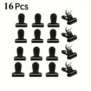 TEMU 사진, 공예품, 사무용지, 코르크 보드 및 다양한 가정 및 사무용품을 단단하게 고정하도록 설계된 검은색 금속 지퍼핀 16개 세트. 사진 전시 및 게시판용 클립으로 사용됩니다.