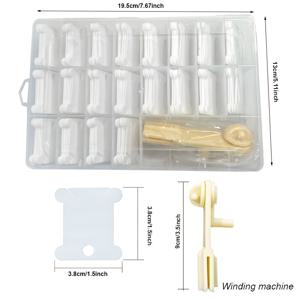 TEMU 200개 플라스틱 크로스 스티치 실 스풀 세트 (보관함 및 실감기 포함), 수공예 재봉 액세서리 정리함