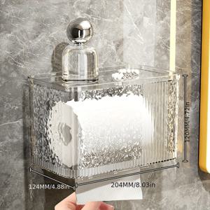 TEMU 펀치 없는 벽걸이 티슈 케이스, 욕실 페이스 타월 보관함, 욕실 선반, 투명 티슈 홀더