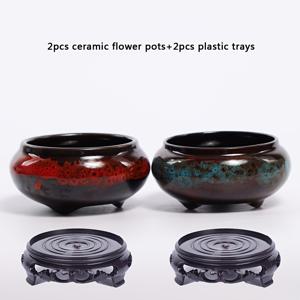 TEMU 수경을 위해 설계된 세라믹 화분 2개 세트입니다. 빈티지한 미학, 전통 도자기 장식, 배수 구멍 없음. 이 세트에는 루 퉁 향로가 포함되어 있으며, 수경 및 소이 모두에 적합한 다용도 재배 용기입니다.