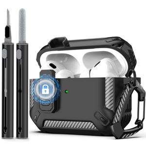 TEMU 에어팟 프로 2세대/1세대에 적합한 케이스, 클리닝 키트 및 잠금 장치가 있는 튼튼한 보호 커버 포함