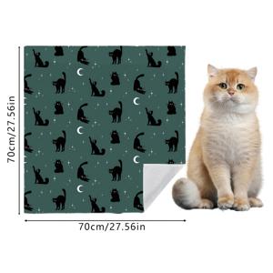 TEMU 1개, 검은 고양이 디자인의 대형 탈출 방지 및 스크래치 방지 랩, 세탁 가능하고 내구성이 뛰어난 고양이 침대 담요, 장난기 넘치는 고양이를 위해 디자인되었으며 다용도 여행용 보관 천으로도 사용 가능, 배터리 없음