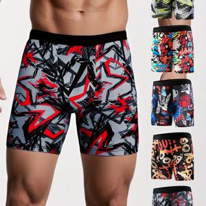 TEMU 5피스 남성용 롱 레그 드로즈 - 기하학적 프린트 미드 스트레치 속옷, 세탁기 사용 가능, 투명한 부드러운 원단, 데일리 편안한 착용감, 재미있는 디자인, 통기성 좋은 소재, 멀티피스 속옷 세트, 패션 필수템