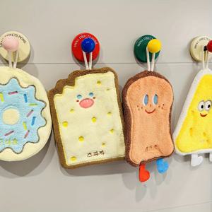 TEMU 사랑스러운 구운 빵 행잉 핸드 타월 4개 - 두꺼운 코랄, 높은 흡수성, 욕실 및 주방용으로 완벽하게 적합, 욕실 타월, 욕실 핸드 타월, 주방 필수품, 생동감 있는 디자인, 부드러운 질감, 핸드 타월, 핸드 타월, 주방 핸드 타월, 주방 크로스 핸드 타월, 링 핸드 타월, 링 핸드 타월, 핸드 타월, 욕실 액세서리, 타월