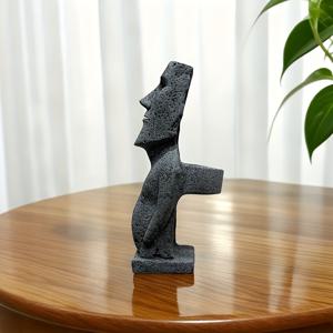 TEMU Moai 조각상 (양초 홀더 & 에센셜 오일 디퓨저 포함), 이스터 섬 석조 조각 예술, 홈 오피스 책상 장식, 책장 디스플레이, 캐비닛 상단 장식, 현관 장식, 이스터 크리스마스 생일을 위한 석조 조각 선물