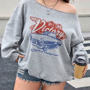 TEMU 플러스 사이즈, 플러스 사이즈 여성용 오프숄더/보트넥 스웨터 - 오버사이즈 캐주얼 긴팔 풀오버 칼라, 사계절용 포근한 스웨터, 커브 여성을 위한 머신워시 가능한 루즈핏 스웨터 (비침 없음)