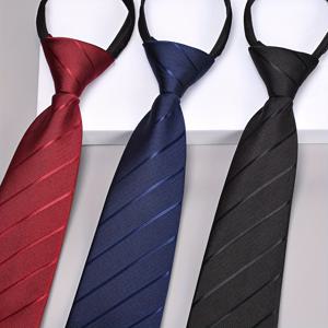 TEMU 남성용 넥타이 3개 세트, 핸드타이드/프리타이드 넥타이, 비즈니스 클래식, 블랙, 마룬, 네이비 블루 콤보 세트. 정교하고 우아한 룩을 위한 핸드타이드. 간편한 착용을 위한 프리타이드 지퍼 스타일. 직장, 파티, 기타 행사에 적합. 선물용으로 완벽한 선택.