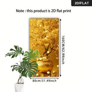 TEMU 1개 대형 골든 머니 트리 무테 벽 장식 - 금화 화분 & 부의 상징, 길상 중국 문양, 31.49