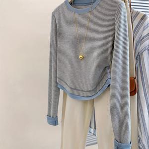 TEMU 여성 티셔츠, 2025년 신상 스타일, 봄/가을용 긴소매, 몸매를 부드럽게 가꿔주는 집게 디자인으로 독특한 룩 연출