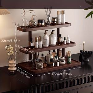 TEMU 데스크탑 화장대 제품 정리함 다층 립스틱 향수 화장품 수납 랙 보석 디스플레이 랙 라이트 럭셔리 느낌 화장대 향수 보석 정리함 다기능 수납 랙