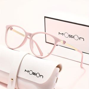 TEMU 하트 모양 다리 장식이 있는 캣아이 안경 - 비정형 라운드 안경, 귀여운 하트 & 캣아이 프레임, 메탈릭 힌지 & 케이스 포함 - 파티, 캐주얼 스타일용 플라노 안경 ( & 스타일)