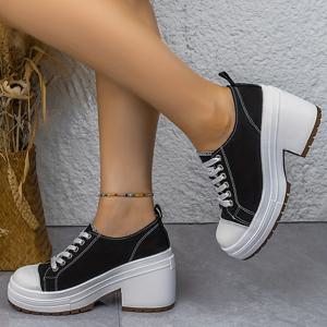 TEMU 여성용 플랫폼 슈즈, 패셔너블 캐주얼 스니커즈, 스트리트 스타일 패션, 키높이 효과 및 손쉽게 다리를 길어보이게 하는 여성 신발