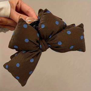 TEMU 여성을 위한 우아한 물방울 무늬 리본 헤어 클립 1개 - 브라운 & 디자인의 스타일리시한 플라스틱 헤어 액세서리, 모든 헤어스타일에 안정적으로 고정, 데일리 및 특별한 날에 완벽