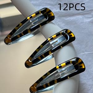 TEMU 12개 프린트 BB 클립, 한국 스타일, 옆머리 및 짧은 머리에 특화된 헤어핀, 데일리 헤어스타일 및 메이크업에 적합