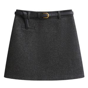 TEMU 여성용 그레이 트위드 레터 A라인 스커트, 2026 가을/겨울 신상품, 쁘띠 사이즈, 트위드 하이웨이스트 엉덩이 보정 미니 스커트, A라인 숏 스커트, 머스트해브 아이템, 벨트 미포함