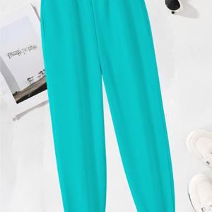 TEMU 솔리드 컬러 여성 루즈 조거 팬츠 - 캐주얼 와이드 레그 스웨트팬츠, 탄성 허리 밴드, 세탁기 사용 가능, 따뜻한 겨울, 캐주얼 웨어 - 다용도 데일리 여성 바지, 플리스 안감 편안함, 가을, 겨울 시즌을 위한 따뜻한 선택, 여성 조거 팬츠