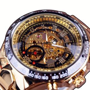 TEMU 메카니컬 스포츠 디자인 베젤 남성 시계 - 할로우 다이얼, 내구성 좋은 스테인리스 스틸 밴드, 배터리 미포함