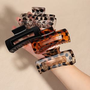 TEMU 4개 사각 투명 헤어 클로 클립, 캐주얼 다용도 헤어 클립 헤어 저 클립 헤어 클램프 헤어 클러치 헤어 캐처 클립 가을 겨울 여성용 휴가룩 여성