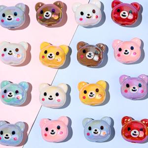 TEMU 10개 컬러풀 베어 비즈 DIY 주얼리 만들기용, 귀여운 동물 모양 아크릴 베어 참 3개 & 베어 테마 캡슐 비즈, 팔찌, 목걸이, 폰 체인용 - 공예 재료