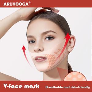 TEMU 3가지 색상 선택 가능 압력 이어루프(하프 페이스 통기성 미끄럼 방지 리프팅 탄력 개선), 편안한 원단, 새로운 색상 업그레이드, 얼굴 라인 교정 V라인, 비国民주리주름 패치