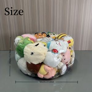 TEMU 인형 보관 원형 쿠션 소파 | 부드러운 좌석이 있는 투명 플라스틱 보관 상자, 공간 절약형 다기능 보관, 침실, 거실, 휴일 선물, 내구성 좋은 홈 , 생일 선물로 적합