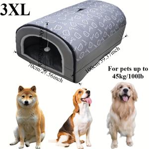 TEMU 대형 애완 동물 하우스, 고양이 및 강아지 공용 애완 동물 하우스, 고양이 침대, 초대형 공간, 부드럽고 편안함, 다기능, 사계절용, 애완 동물 둥지, 강아지 집, 고양이 동굴 , 따뜻하고 탈착 가능한 반폐쇄형, 풍부한 색상 및 사이즈