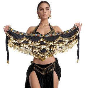 TEMU 여성용 인어 벨리댄스 힙 벨트 & 스커트 - 반짝이는 골드 코인 태슬 시퀸 랩, 중동 의상, 페스티벌, 카니발, 파티 드레스 액세서리