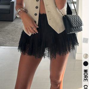 TEMU 여성용 숏 레이스 스커트 플리츠 밑단 드레스 - 우아한 숏 길이, A라인 파티 드레스, 봄 여름 가을용, 세탁기 사용 가능 웨딩 게스트 드레스, 프롬 드레스