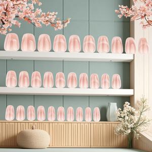 TEMU 30개 프렌치 캣아이 프레스온 네일, 쉬운 블러쉬 그라데이션 네일 팁, 짧은 코핀 모양 네일, 스위트하고 쿨한 풀 커버리지 인조 네일, 여성 및. 카테고리: 프레스온 네일