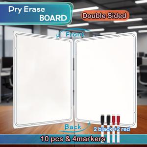 TEMU 10개 양면 무지 드라이 지우개 보드 (마커 4개 포함) [전문가용 예술용]. 드래프팅, 스케치, 회의록 및 할 일 목록에 적합. 학습자 및 직장인을 위한 완벽한 크리스마스 선물