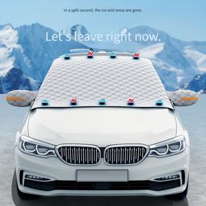 TEMU 차량 앞유리 눈 덮개 (사이드 미러 캡 포함), 9개의 자석으로 고정, 4중 겨울 얼음 보호, 여름용 햇빛 가리개, 전천후 범용, 자석 엣지 앞유리 커버, SUV, 트럭용 전면 창문 차량 커버, 추운 날씨 보호