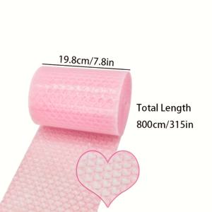 TEMU 8M/315mm 하트 모양 버블 랩, 하트 버블 쿠션 포장 필름, 푸쉬시아, 핑크, 보라색 선물 포장 재료로 제공, 크리스마스, 발렌타인데이, 결혼식, 생일 파티, 선물 가방, 보석, 문구류에 적합