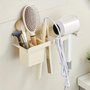 TEMU 공간 알루미늄 네일-프리 벽걸이형 수납 랙, 헤어 드라이어, 빗, 컬링 아이롱 보관, 일상 필수품 보관, 헤어 드라이어 브래킷, 벽걸이형 헤어 스타일링 도구에 적합