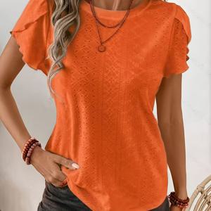 TEMU 봄 여름 라운드넥 캐주얼 배트윙 슬리브 티셔츠