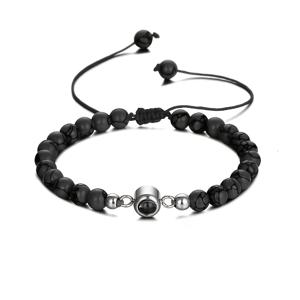 TEMU 맞춤형 남성 사진 투영 팔찌, 사진 참 장식이 있는 맞춤 비즈 팔찌 - 추모 선물 및 아버지의 날 선물